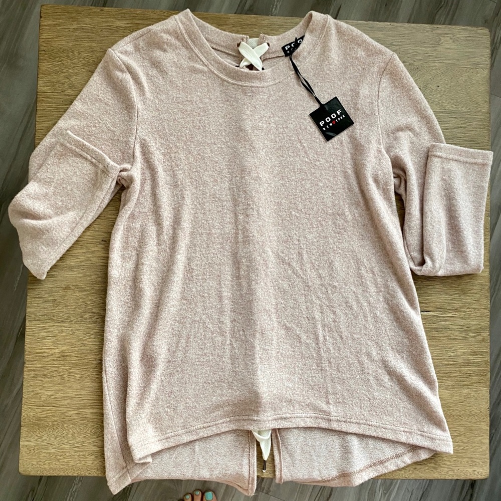 ⚡️SALE⚡️ Light Pink Braided Back Long Sleeve Top